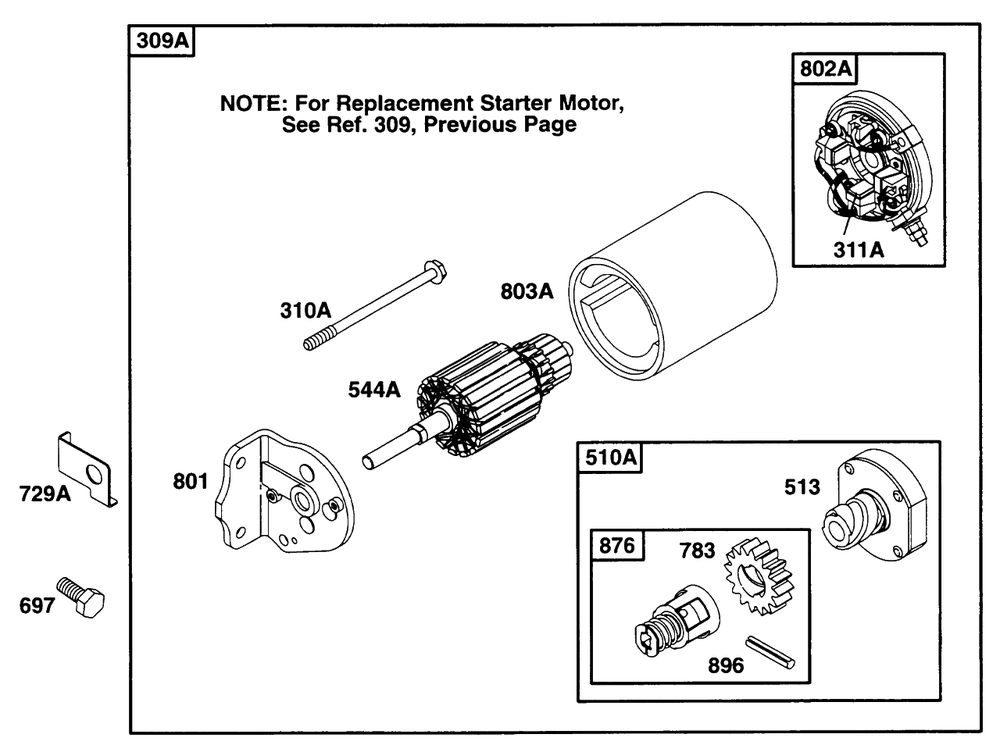 Electric Starter 1 Diagram and Parts List for 195431-2234-XX  Briggs and Stratton Engine